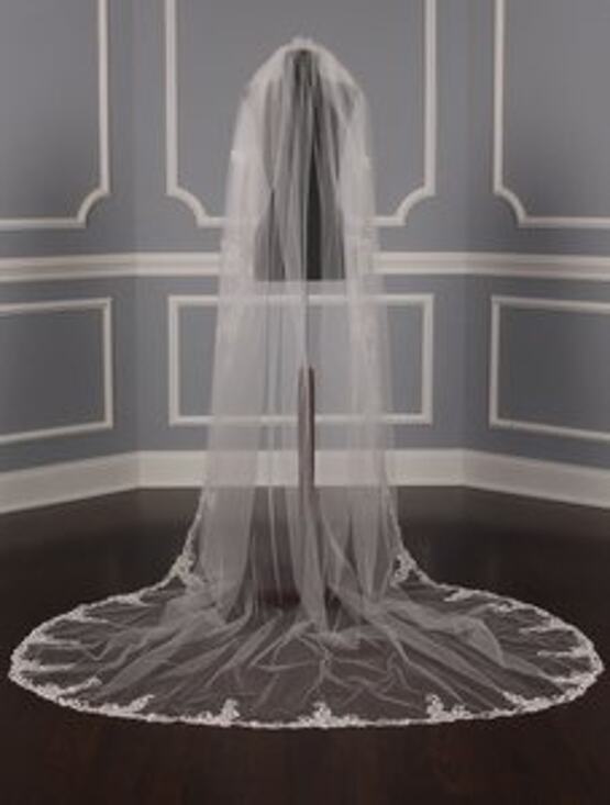 St. Pucchi M9339 Diamond White Silver Chapel Length Tulle Wedding Bridal Veil main image 7